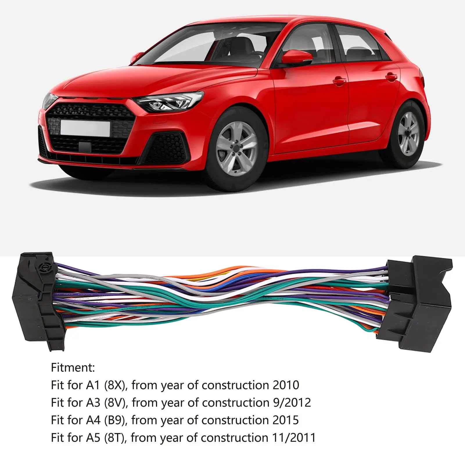 23cm 52Pin MQB Extension Adapter Cable with Quadlock Connector Radio Wiring Harness for Audi A1 A3 A4 A5 A6 A7