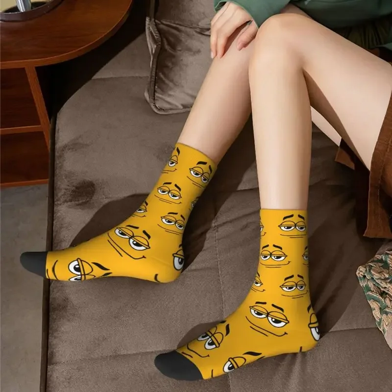 Cartoon Chocolate Blue Candy Faces Mens Crew Socks Unisex Funny 3D Printed Dress Socks