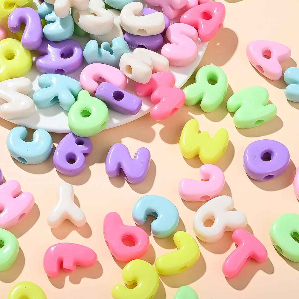 500g, ca. 175 Stück, bunte, interessante 3D-Alphabetperlen, einzigartiges Design, A-Z-Buchstaben, Acrylperlen mit großem Loch für DIY-Dekorationen – Detail 5