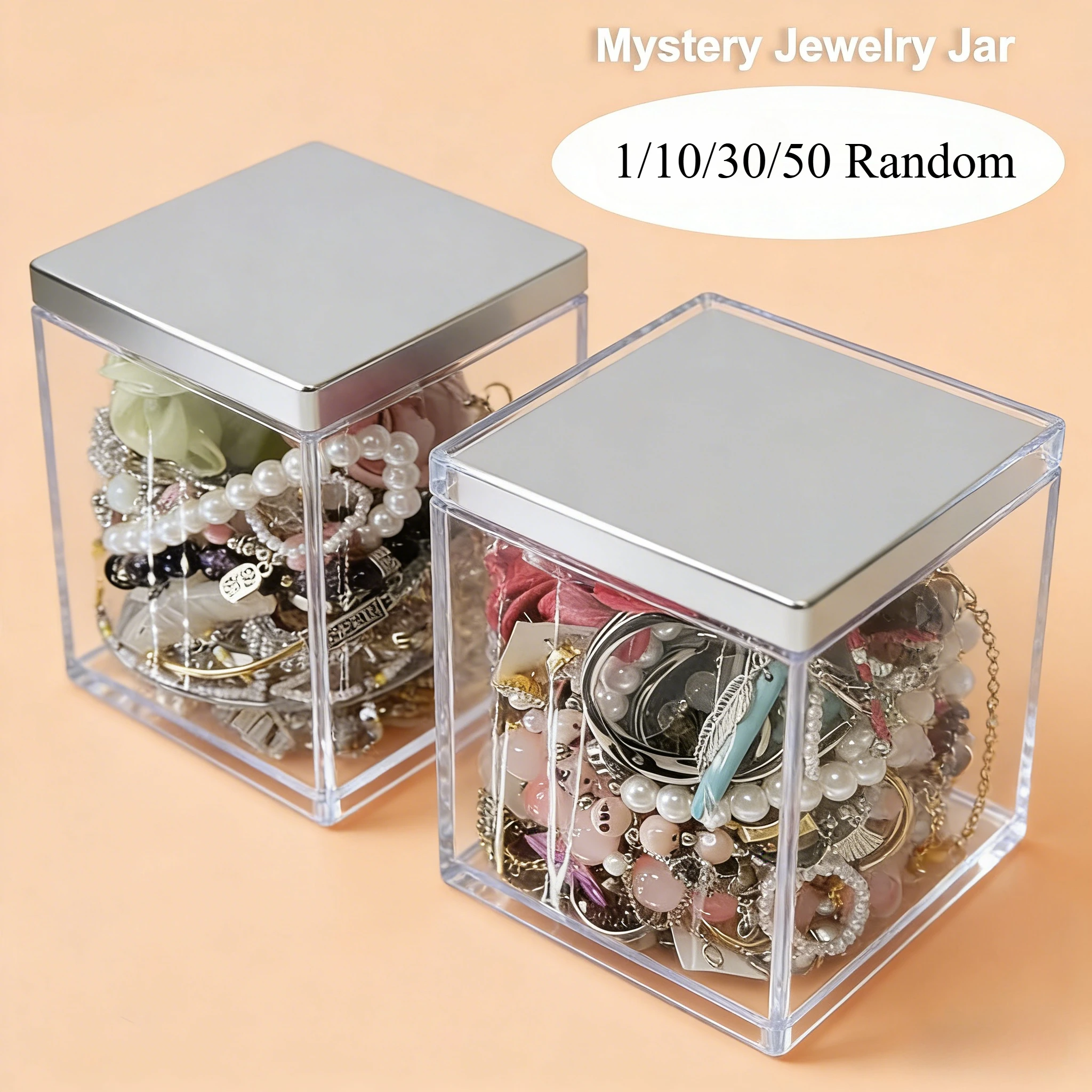 

Vintage Mystery Surprise Jewelry Jar Costume Set Bohemia Rings Earrings Necklaces Bracelets Retro Nostalgia Wearable Treasure