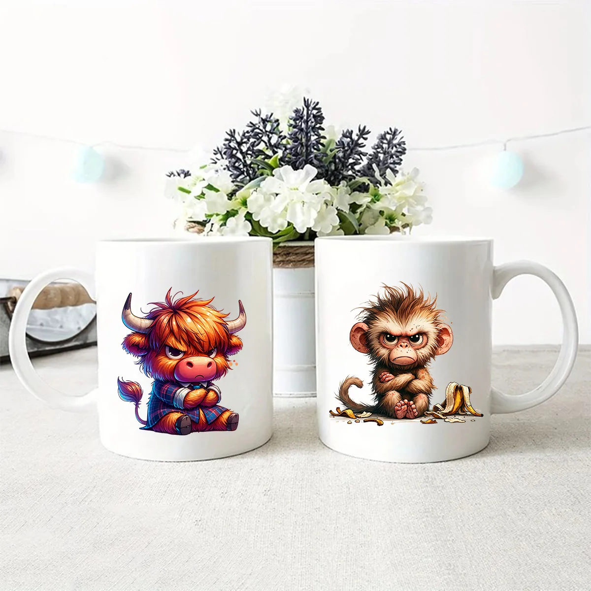 24pcs Funny Grumpy Safari Animals Pet UV DTF Cup Wrap Transfer Sticker Glass Coffee Mugs Decoration Greeting Cards Decal