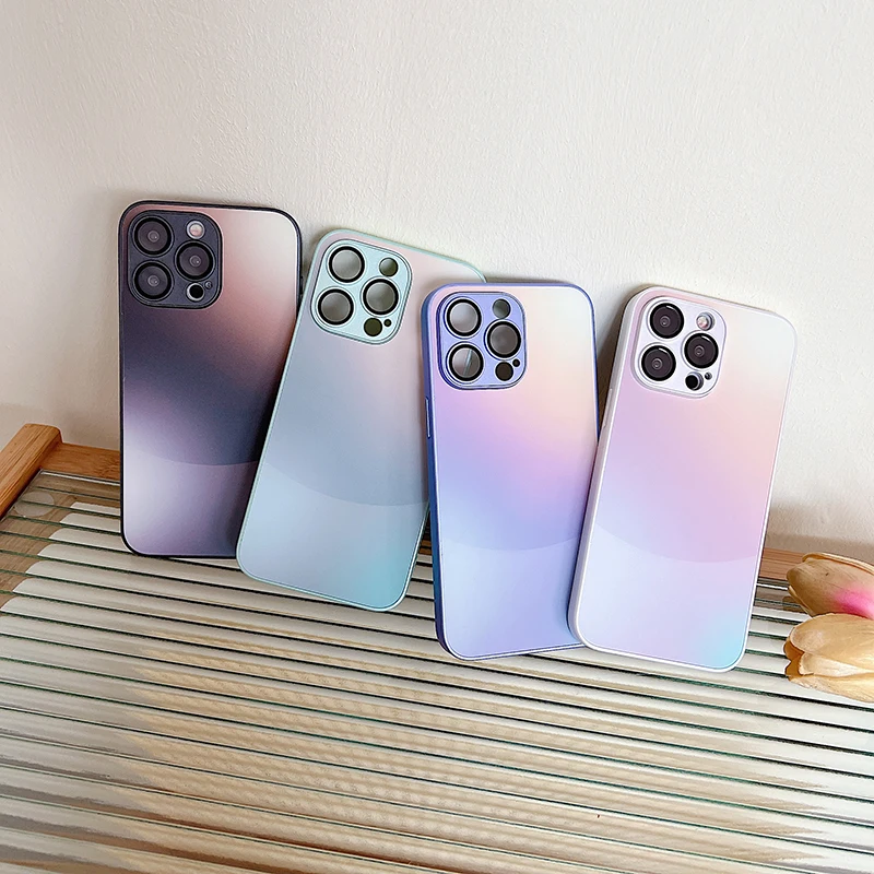 Gradient Frosted Glass Phone Case For iPhone 15 Pro Max Shockproof Back Cover For iPhone 14 13 12 11 Pro Max Plus Bumper Cover image 3