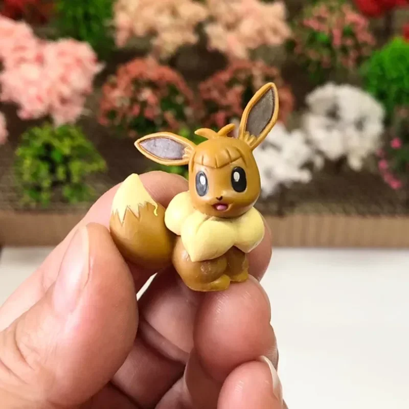 Mini muñecas en miniatura de Pokémon Eevee, modelos de juguetes de colección de ornamentos, combate posturas, sittings, Sleepes