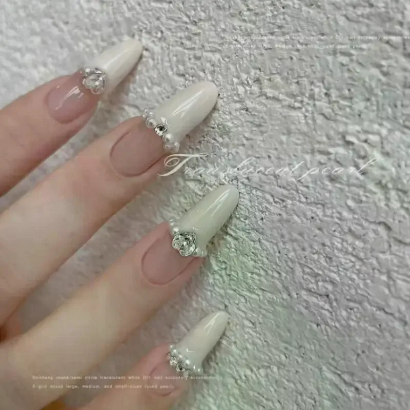 12 Grid Mixed Flat Bottomed Pearl Half Round Rhinestones 3D Nail Decoration Nail Jewelry Nail Charm Manicure Art