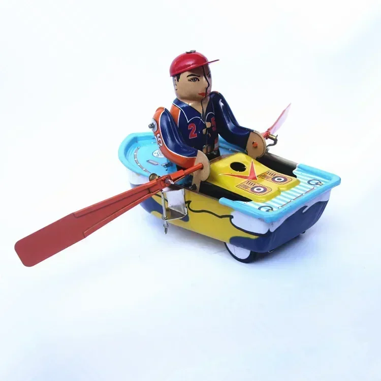 

Adult Collection Retro Wind up toy Metal Tin The Boating robot figures model Mechanical Clockwork toy kids gift