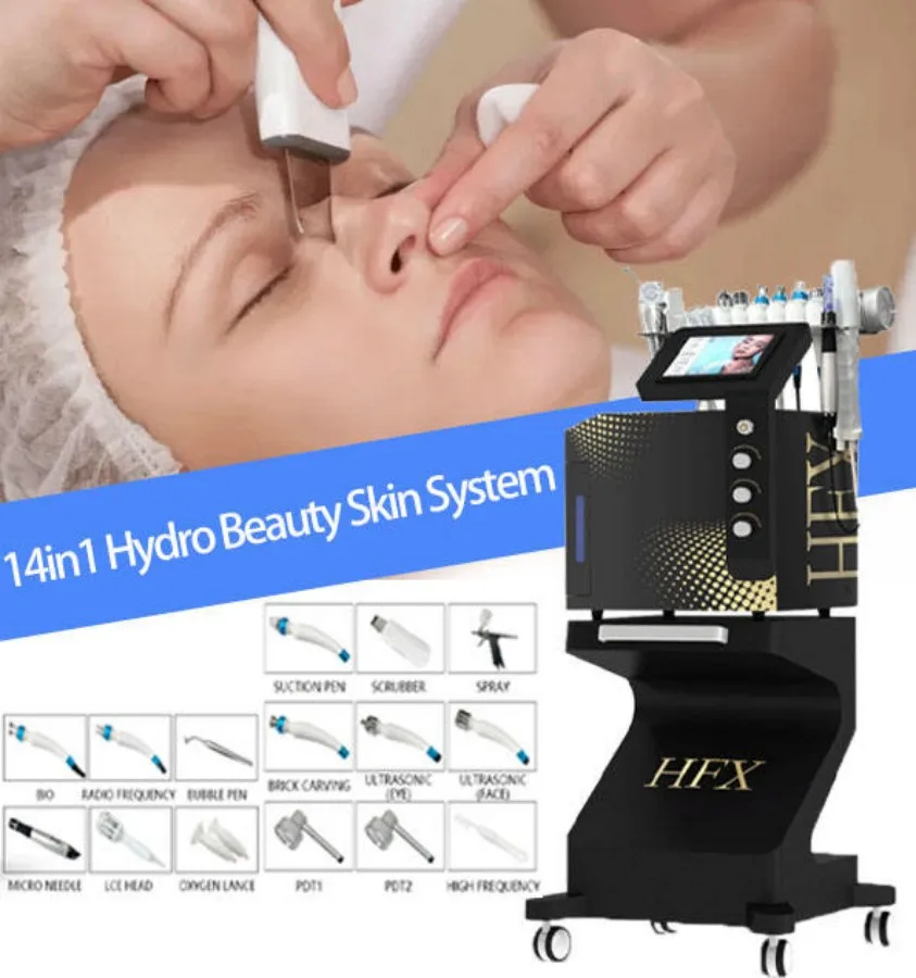 

New 14 IN1 Hydro Dermabrasion Aqua Peeling Ultrasound Facial Care Oxygen Injection Skin Rejuvenation Whiting Hydra Beauty Machin