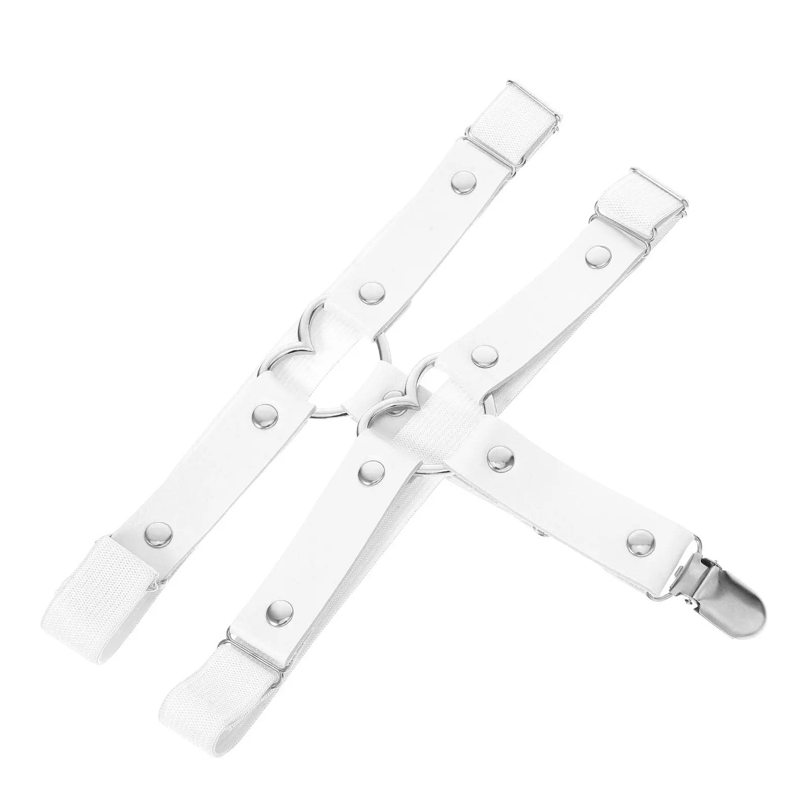 

2 шт. Ручной работы, в стиле панк, белые регулируемые подвязки для ног с сердечками для женщин, идеально подходят для хип-хопа, косплея, как нагрудные ремни для ног