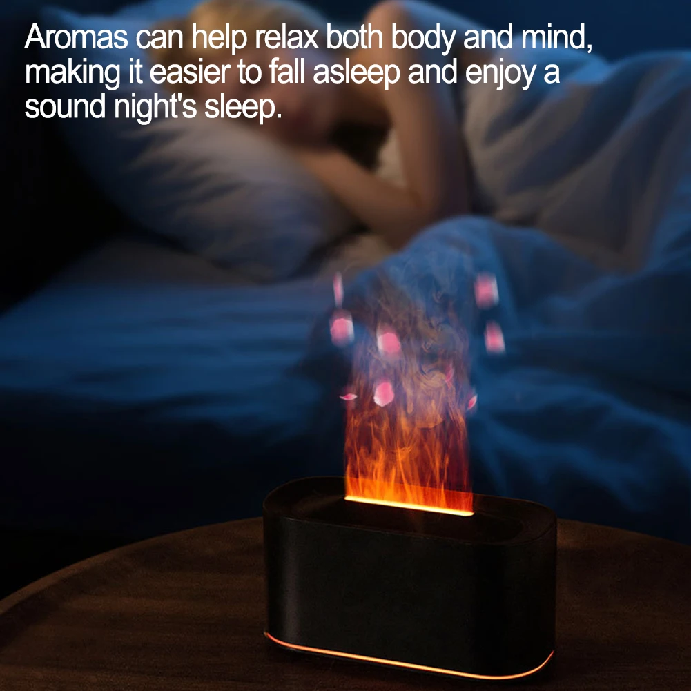 

Аромадиффузор с эффектом пламени, объемом 220 мл, функцией холодного тумана и 7-цветной LED-подсветкой для улучшения расслабления и атмосферы в помещении
