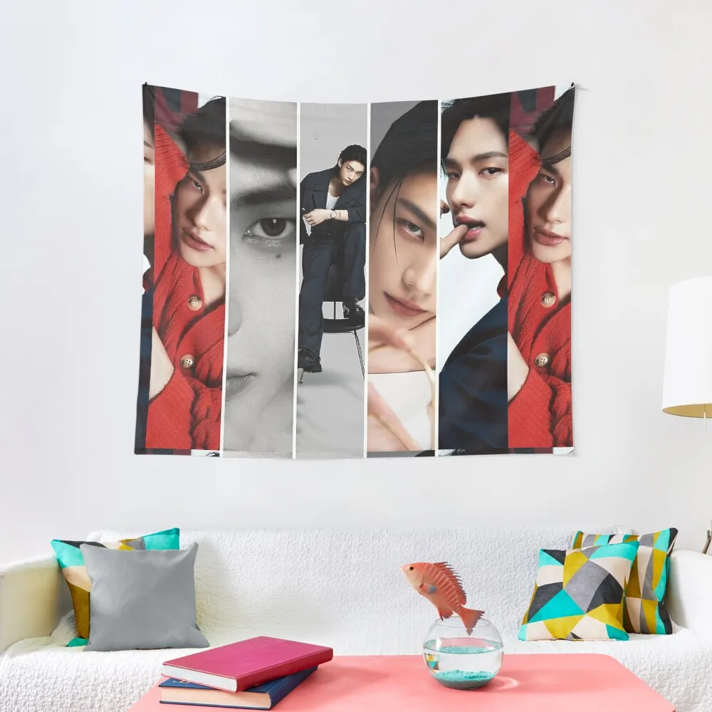 Stray Kids SKZ Hyunjin 3RACHA kpop boy group korean men poster Tapestry Aesthetic Home Decor Home Decorating Tapestry