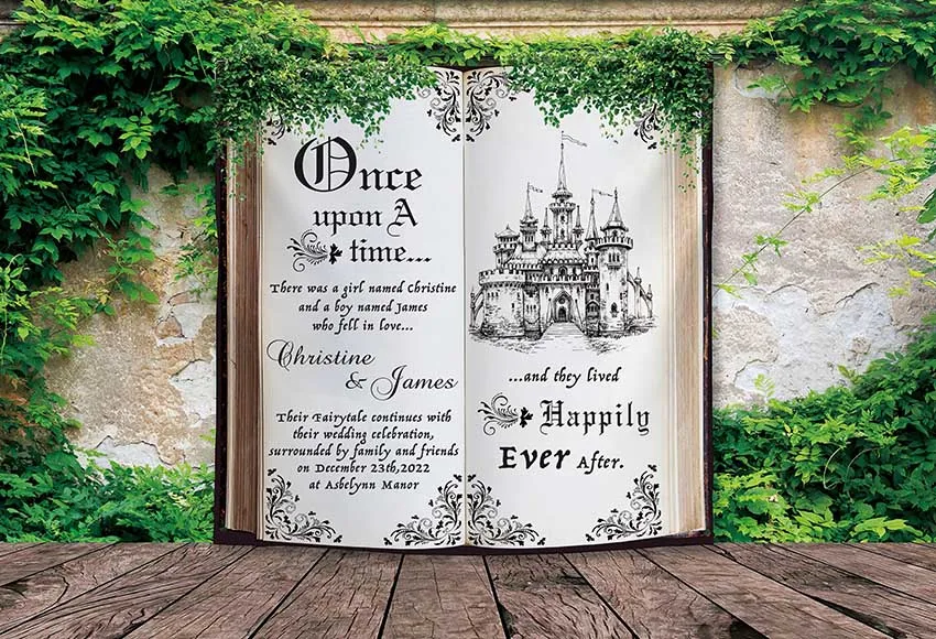 Fairy Tale Books Backdrop Old Opening Book Once Upon A Time Ancient Castle Princess Romantic Story Photo Background Wedding