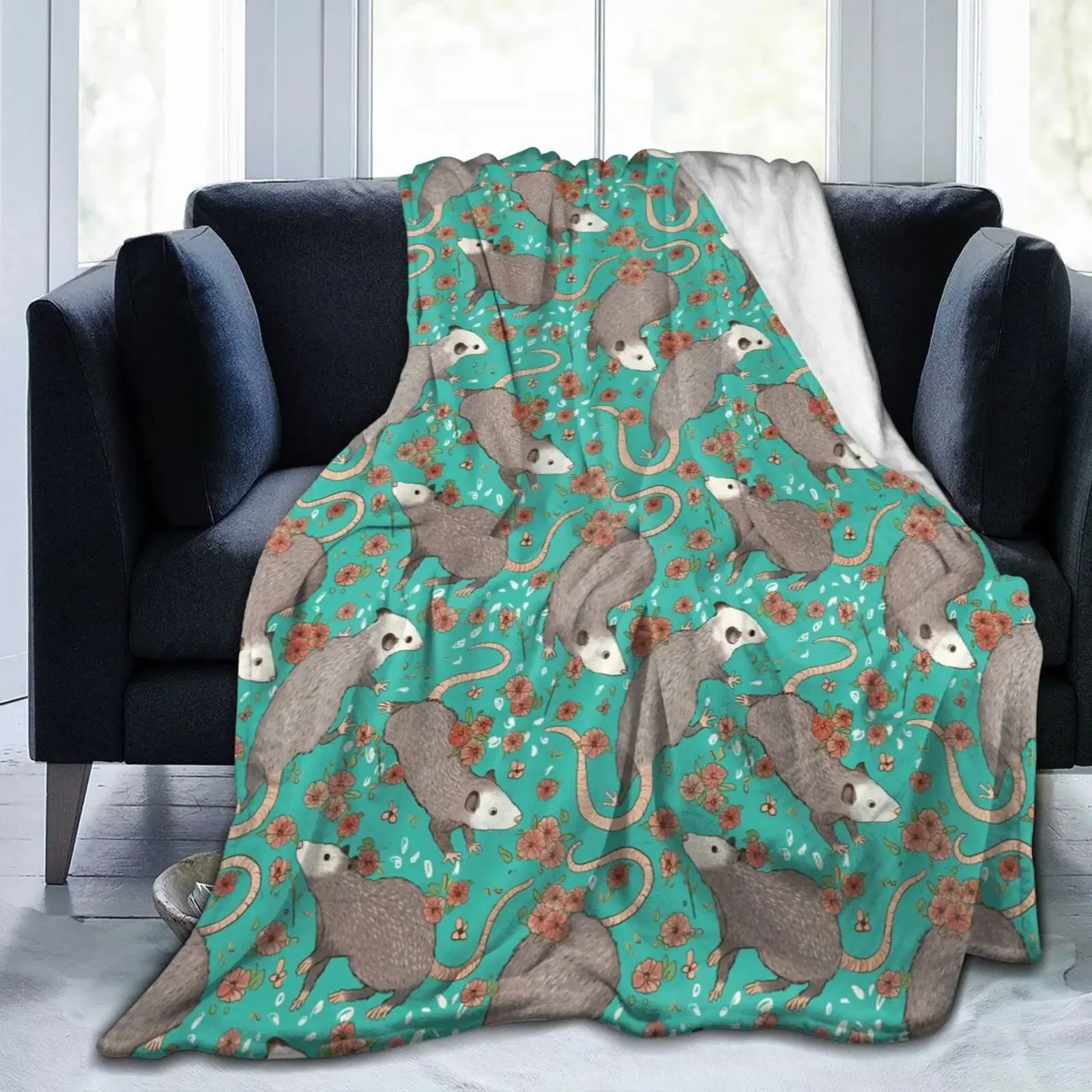 Befuddled Possums Flowers Micro Soft Throw Blanket Premium Flannel Blanket Pad Bed Cover Warm Sofa Blanket All Seasons Gifts