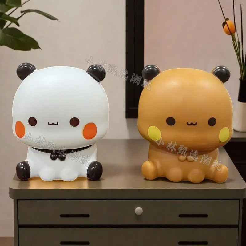 โคมไฟกลางคืนขนาดเล็ก 9 ซม. ลายการ์ตูน ใช้แบตเตอรี่ รูปแพนด้า บูบู & ดูดู น่ารัก ป้องกันสายตาเด็ก ของเล่นตั้งโต๊ะข้างเตียง ของขวัญ