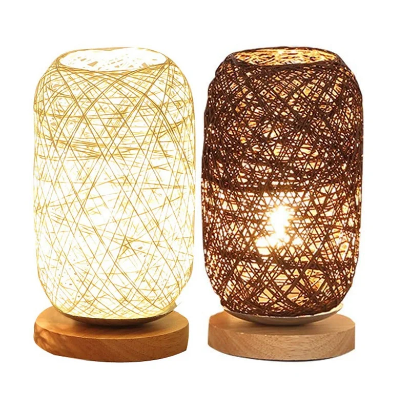 

Wood Rattan Twine Ball Lights Table Lamp Room Home Art Decor Desk Light , Home Decor For Easter Day,Dimming