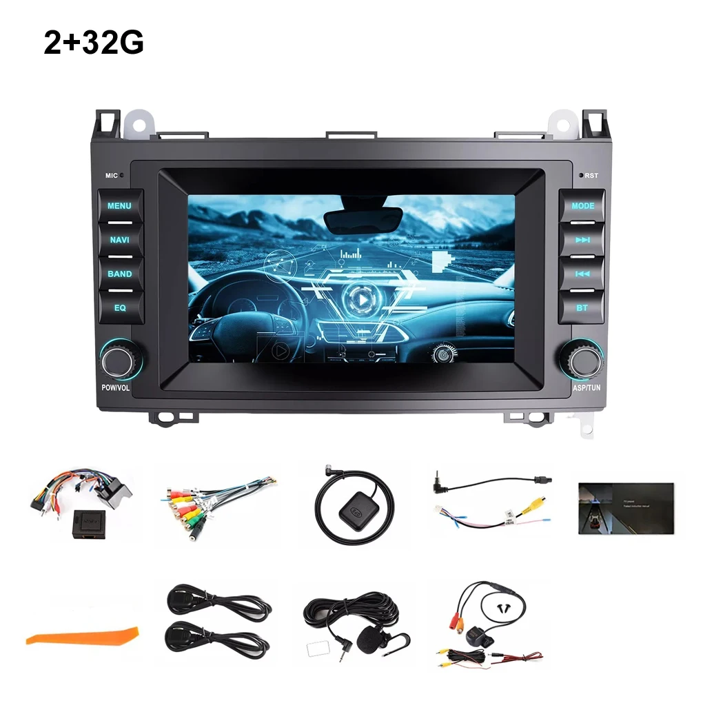 7'' 2Din Android 14 Car Radio for Mercedes Benz A B-Class W169 W245 Viano Vito W639 Crafter W906 DSP RDS BT 4G CarPlay SWC 2+32G