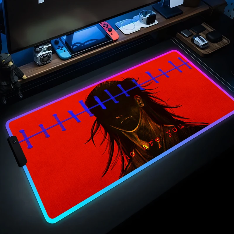 لوحة الماوس ألعاب LED ملحقات ألعاب الكمبيوتر لوحة المفاتيح J-jujutsu K-kaisen Geto المطاط حصيرة مكتبية RGB كمبيوتر محمول اليابان أنيمي ماوس