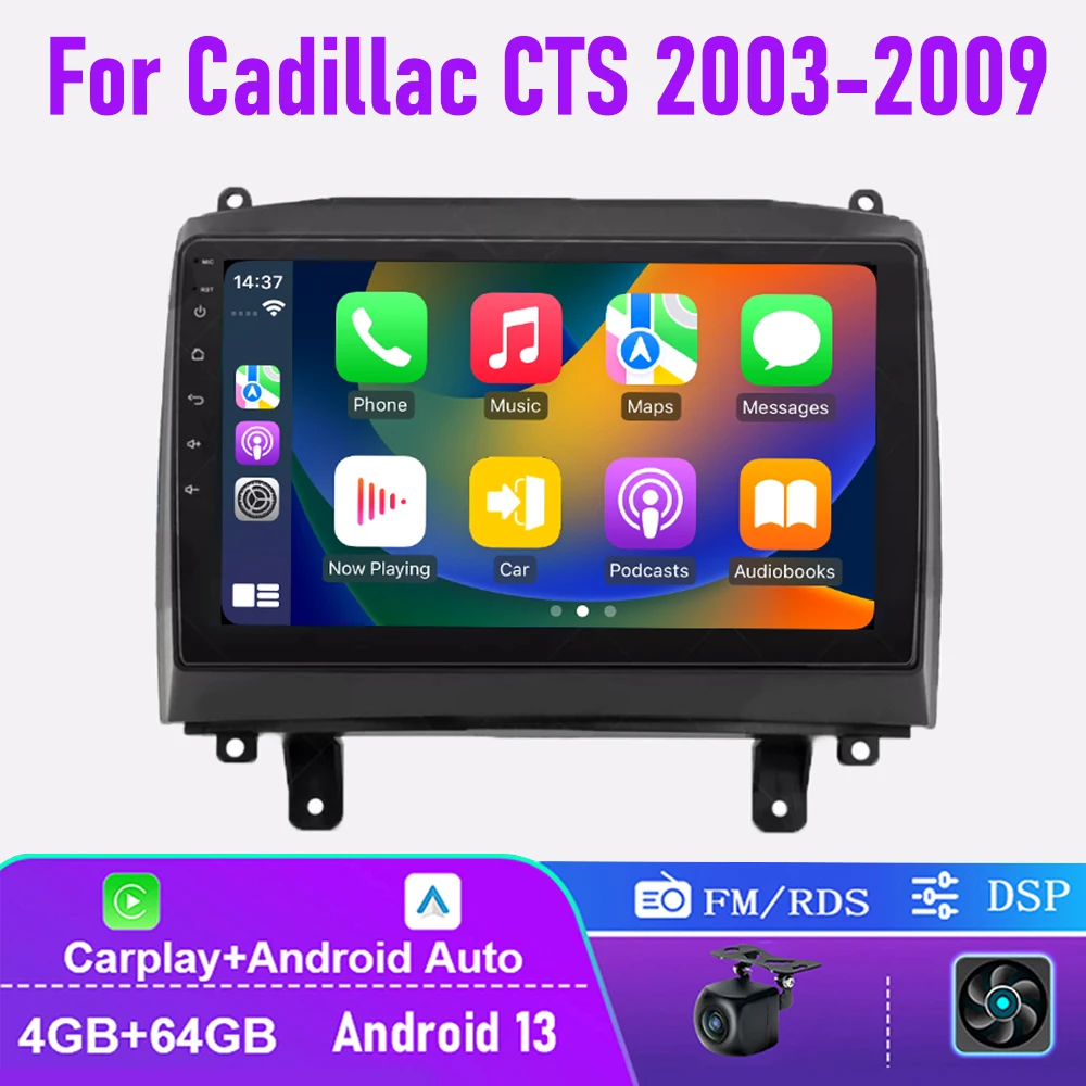 

For Cadillac CTS 2003-2009 10" 4+64GB Apple Carplay Android 13 Car Stereo Radio FM AM Head Unit