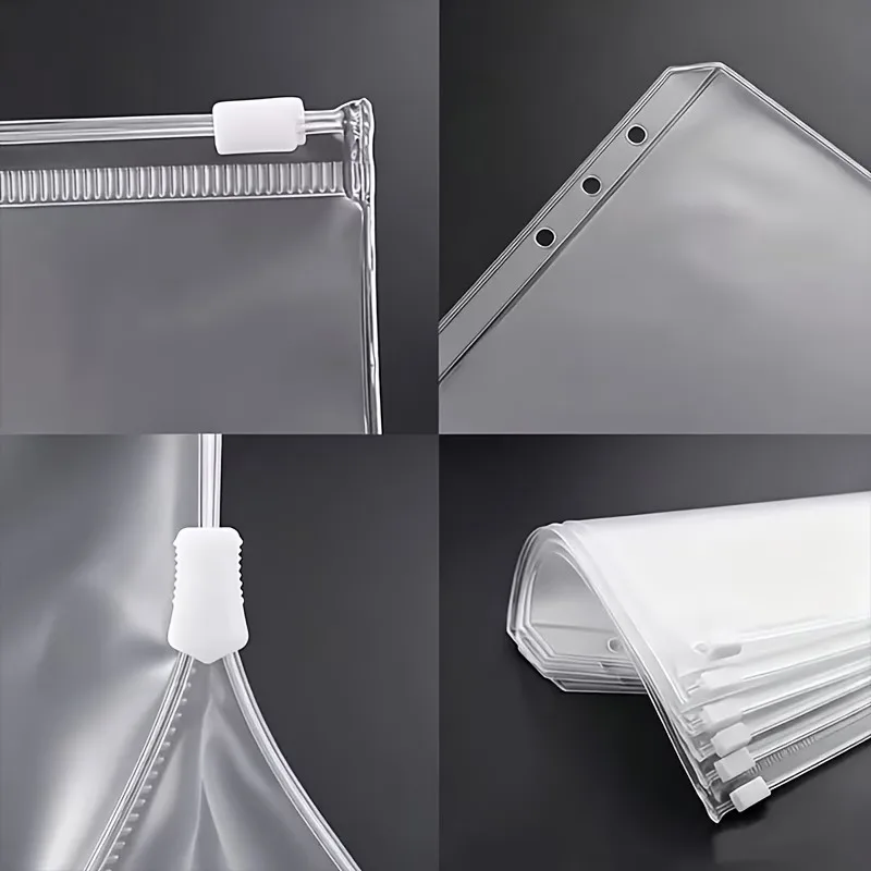 A5 A6 A7 Clear PVC Waterproof Bag 6 Hole Notebook Planner Accessories Loose Leaf Zip Folder Zipper Name Cards view 5