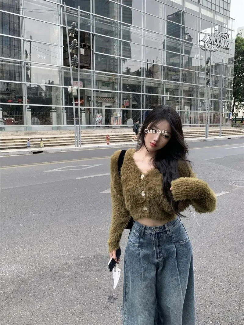 البلوزات لاعبا البلوفرات امرأة بوس سترة في سماكة الكورية نمط الشارع الحضرية Y2K Harajuku ثقافة الموضة العصرية الشرير BF