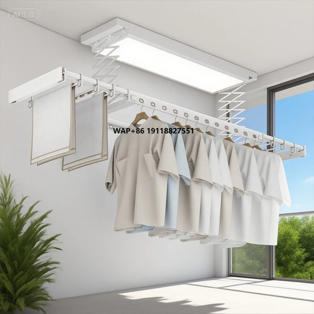 

Luxury Smart Home Indoor Space Clothes Rail Rack Balcony Ceiling Automated Electric Clothes Drying Rack Clothes Hanger