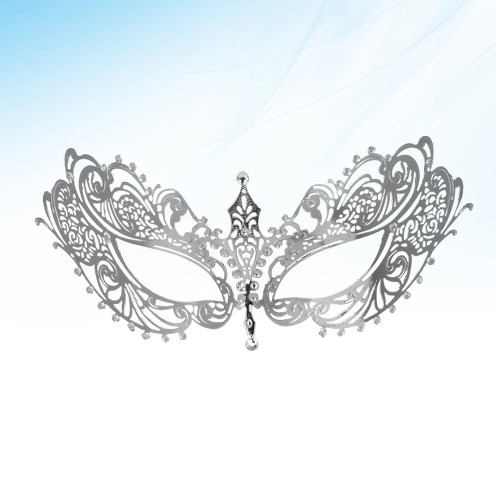 

Iron Half Face Mask Rhinestone Decor Metal Party Mask Cosplay Accessory Carnival Masquerade Ball Lightweight Costume Accessory