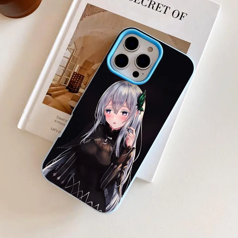 

ReZero Echidna Phone Case for iPhone 17 16 15 14 13 12 11 Air Pro Max Plus Jelly Double layer Light Blue Cover