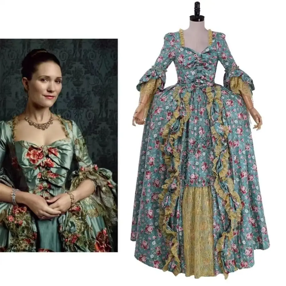 

TV Outlander Louise Cosplay Costume Floral Highland Scotland Dress Rococo Elegant Ball Gown