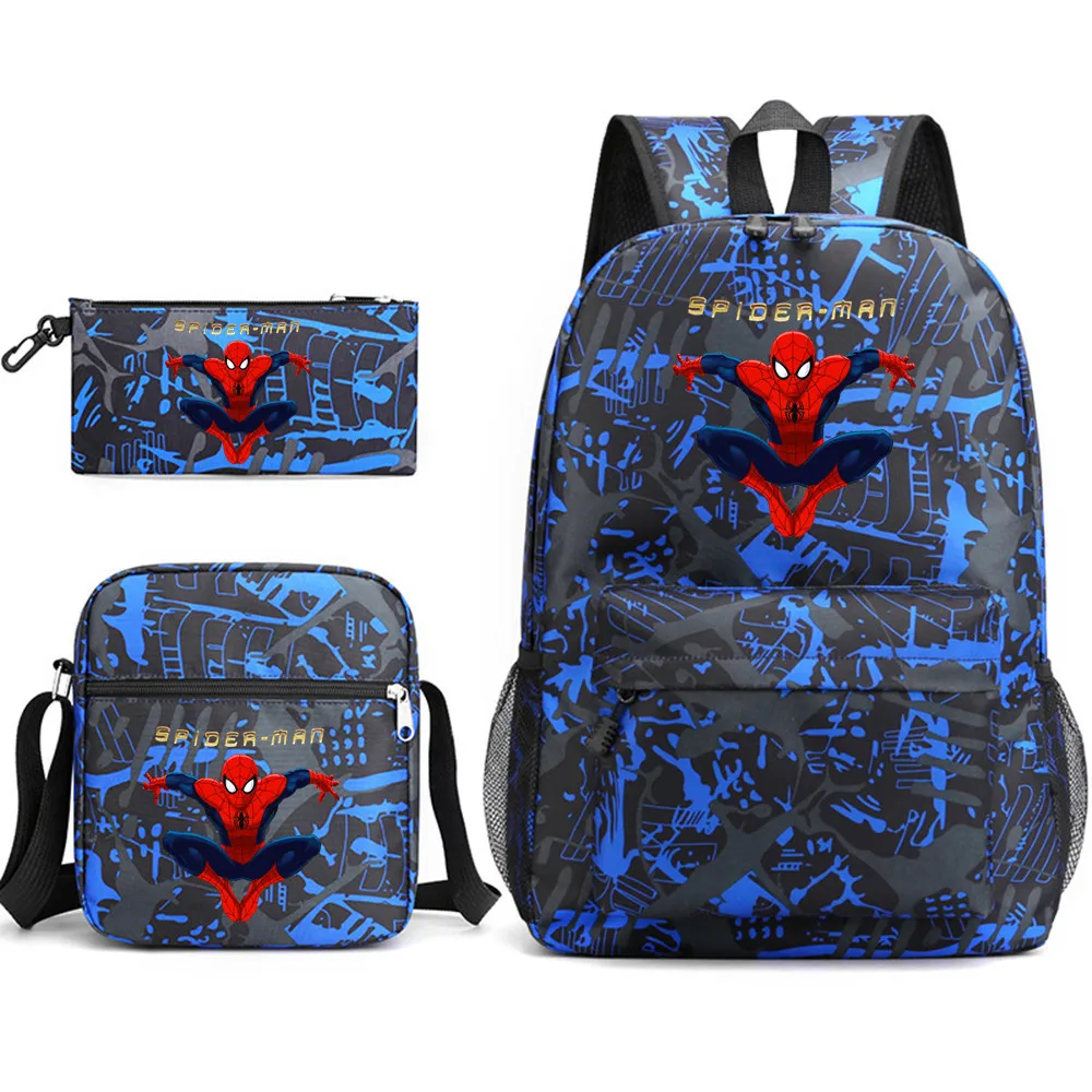 3 szt. Plecak Spiderman Cartoon 3D Print Junior-senior licealistki torby szkolne torba na ramię pojemność na laptopa Mochilas