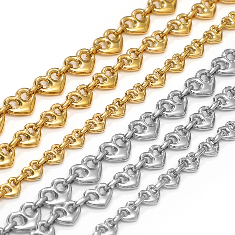1 Meter Stainless Steel Heart Handmade Chains Heavy Chains for DIY Men Women Jewelry Making Necklace Bracelet Material Wholesale - view 3