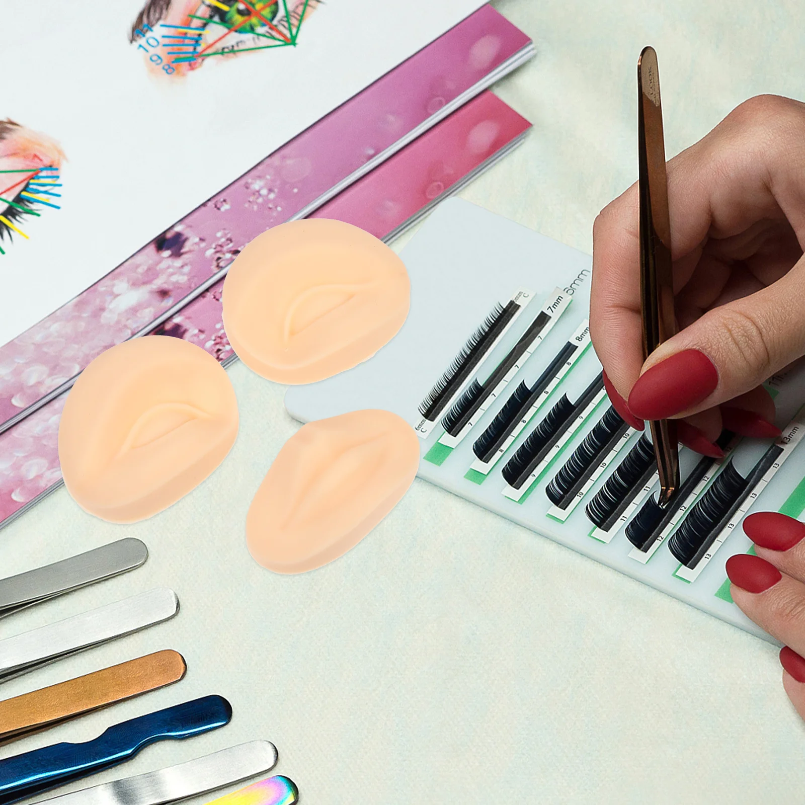 

1 Set Of Tattoos Sheet For Microblading Tattooing Makeup Practice Board Fake Human Face Embroidered Practice Skin Silicone False