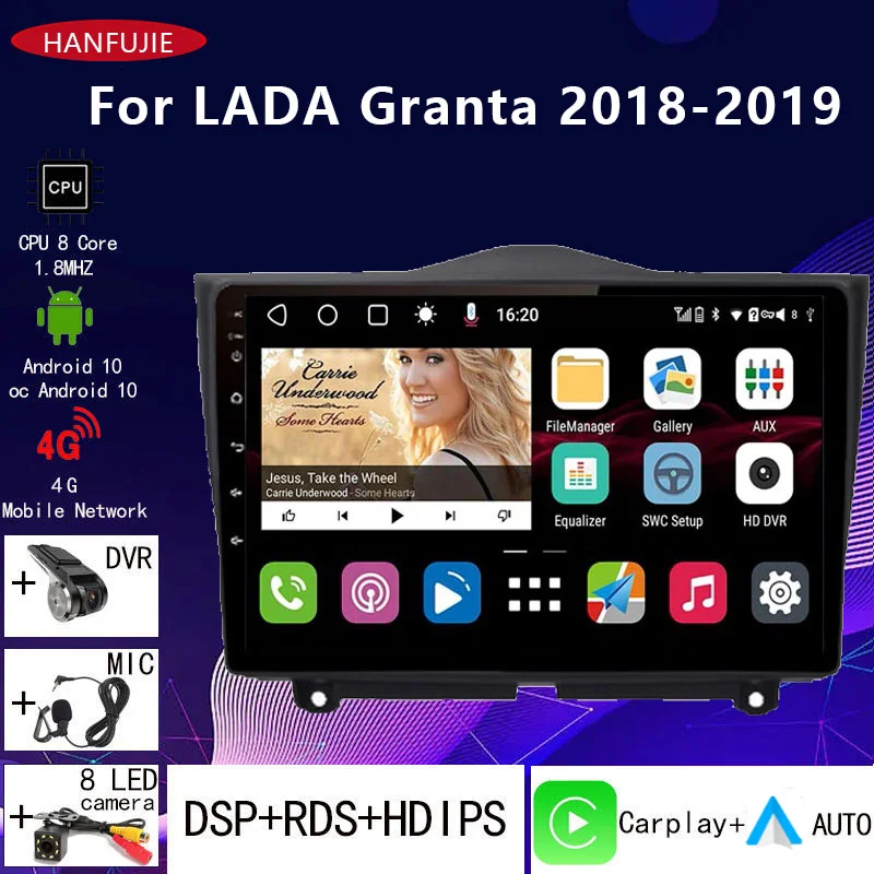 Android 10.0 4+64G/2+32G Carplay Audio Car Radio Multimedia Player GPS Navigation  2DIN NO DVD For LADA Granta Cross 2018 2019