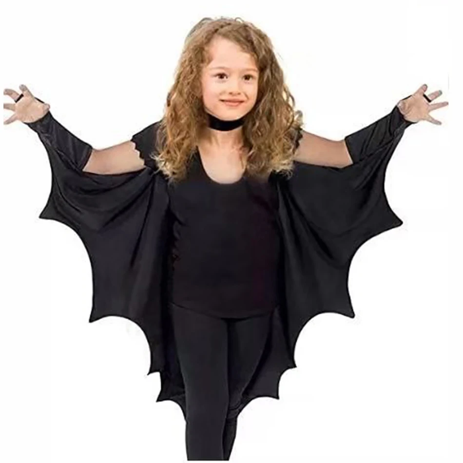 Halloween Nouveaux Enfants Bat Cape Filles Noir Chauve-Souris Cape Fille Jeu De Rôle Stage Wear Party Cosplay Performance Costume Vêtements pour Enfants