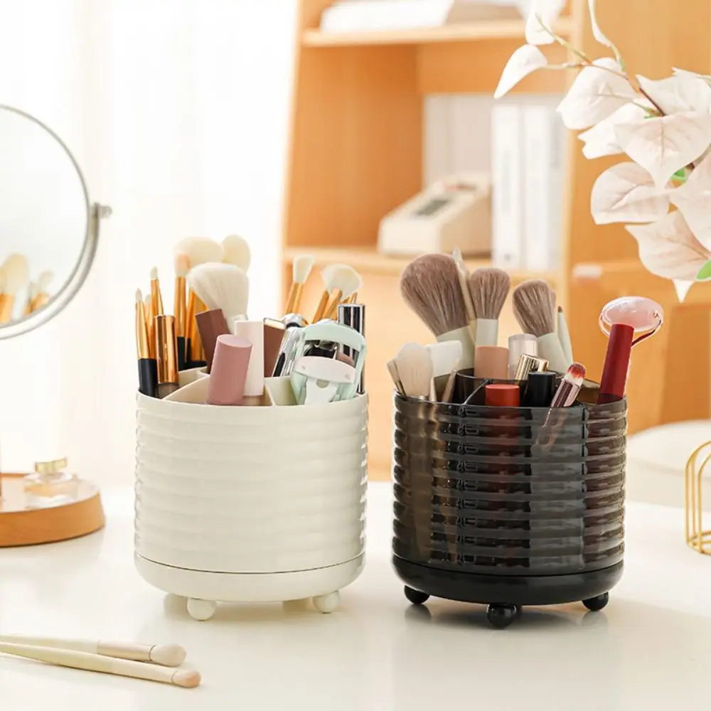 

360° Rotating Pen Container with 7 Compartments Large Capacity Makeup Brush Holder Space Saving Plastic