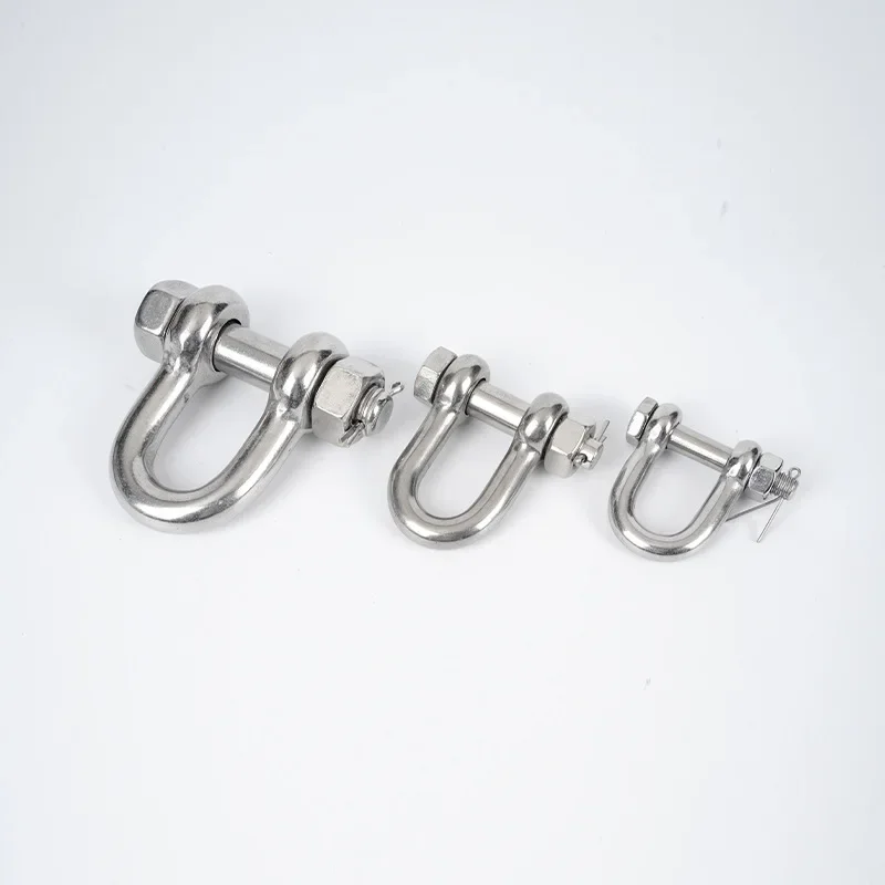 10pcs 304 Stainless Steel Dee Shackle M6 M8 M10 M12 Pin Nut Safty Pin Steel Buckle Bolt Anchor Safty DEE Shackle Outdoor Tools