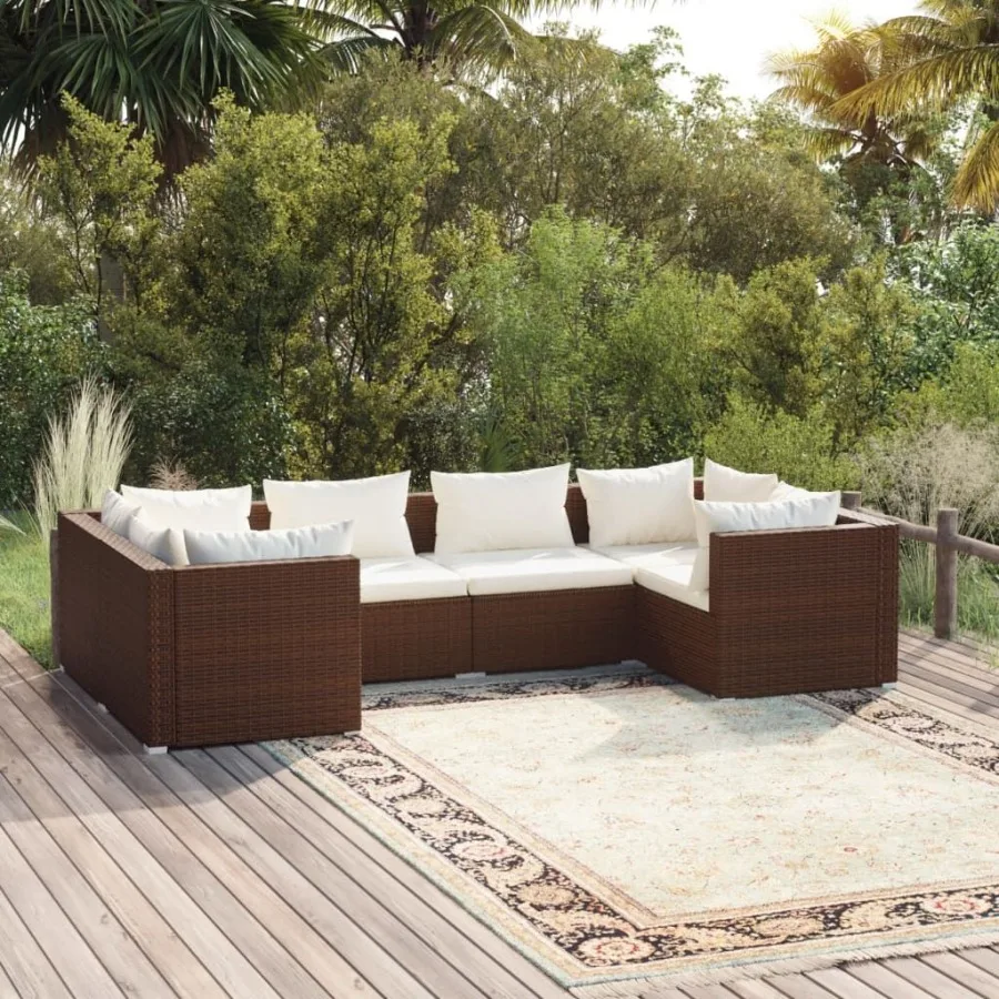 

Garden Lounge Set Brown Cream