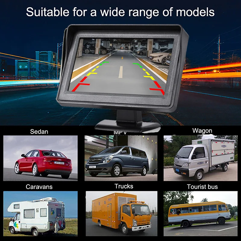 4.3Inch Monitor Screen Reversing Camera for Car Night Vision Rear View Camera for Vehicle Dvr Parking System Easy Installation