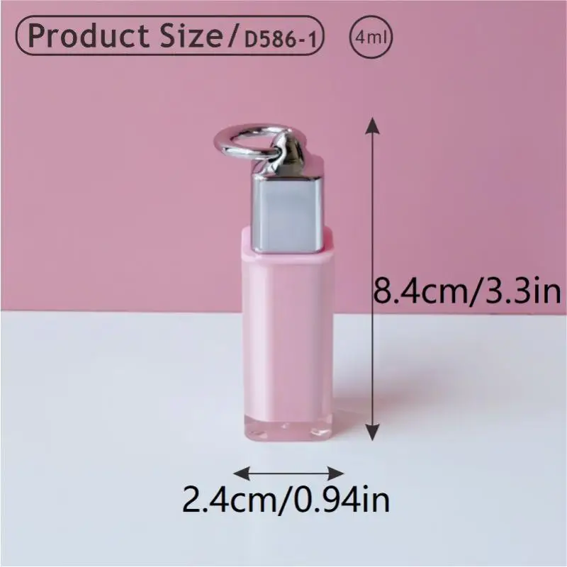 Contenitore cosmetico quadrato trasparente da 4 ml Tubo per smalto per labbra Bottiglia per trucco Fiala per campioni Tubo vuoto per lucidalabbra con portachiavi con pennello grande