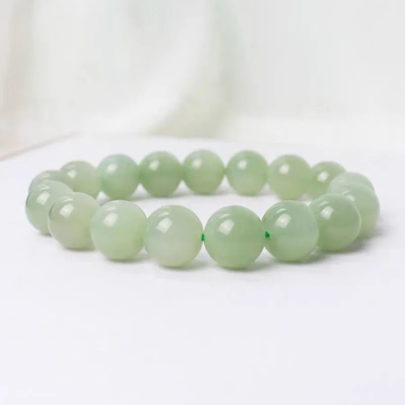 

Мужской и женский браслет из нефрита с прозрачными бусинами в старинном стиле, одинарный круг, из Монголии.