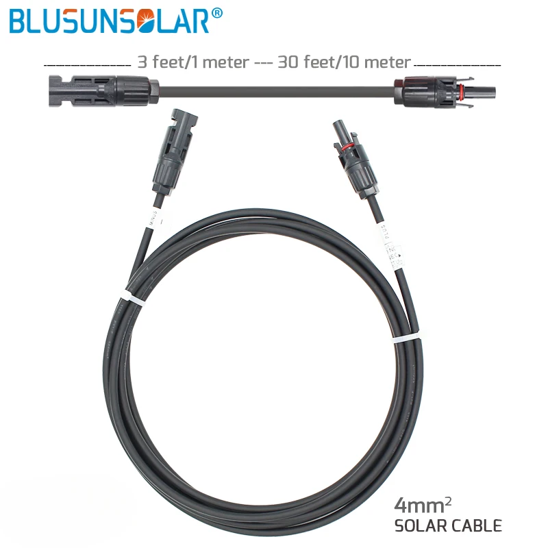 BLUSUNSOLAR 5pcs 10 Metre Solar Cable 4mm2 with Connectors