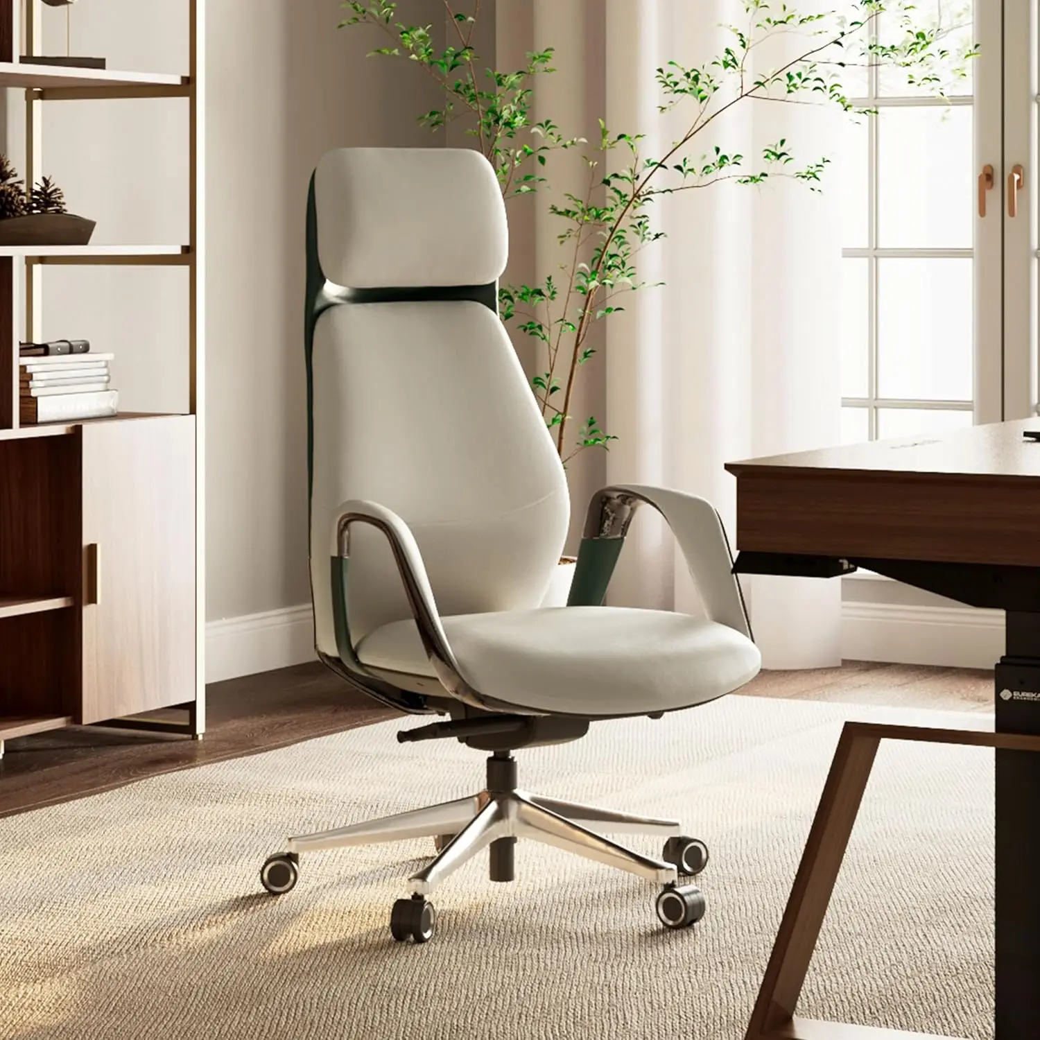 

ERGONOMIC офисное кресло из натуральной кожи, эргономичное кресло для руководителя, современное офисное кресло, настольные стулья для домашнего офиса с роскошными колесами