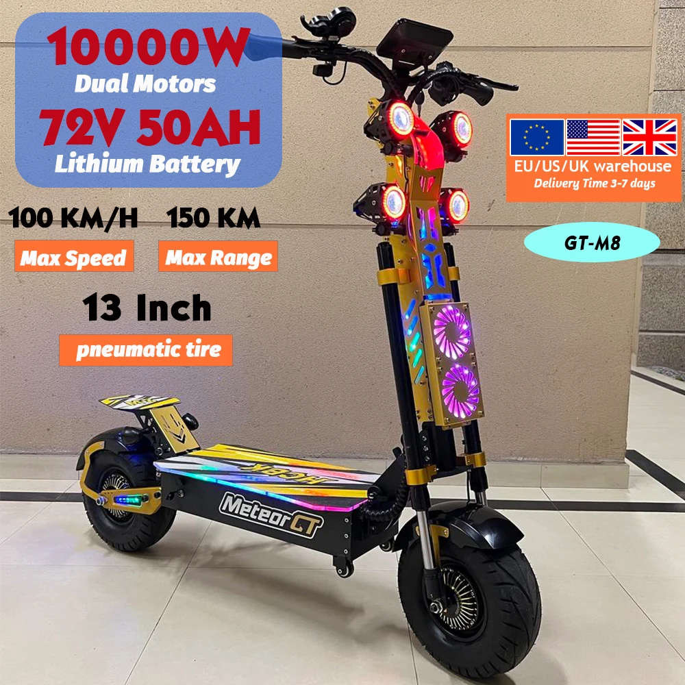 Fast Delivery GT-M8 72V50AH 60V60AH Dual Motors Trottinettes Électriques 13/14 inch City/off-road Wheel Adult Electric Scooter