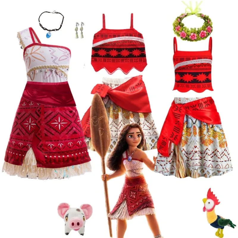 Ocean Adventure Cartoon Role Play Costume Moana Dress up for Girls Polynesian Style Vaiana Princess Costume Halloween 3-8Yrs