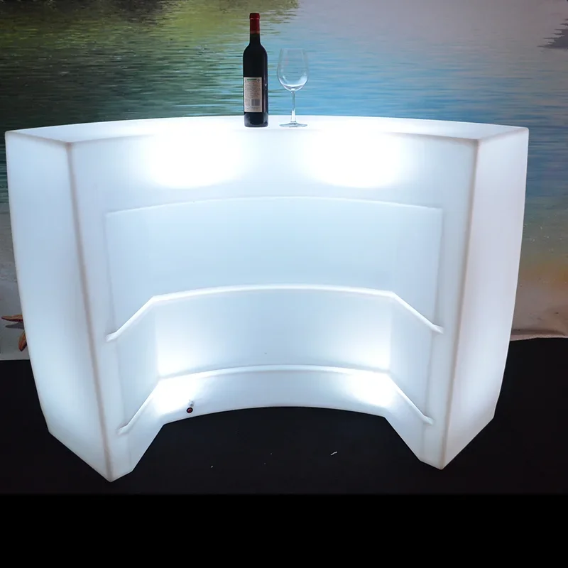 Portable PE white plastic outdoor mobile led wine bar furniture 16 colors glowing commercial illuminated led bar counter