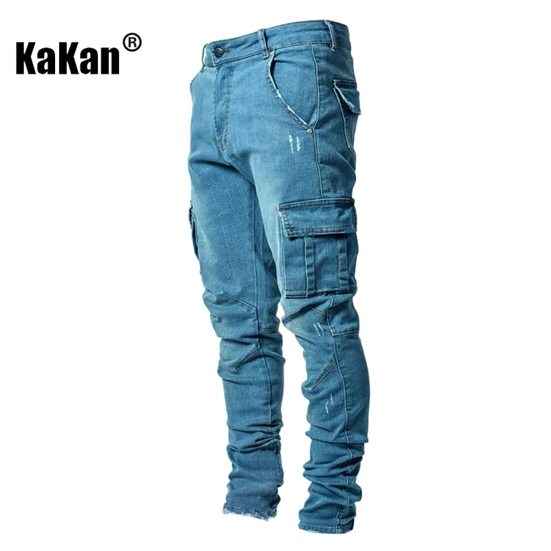 Kakan - New Men's Small Leggings Elastic Multi Pocket Jeans, Y2k Clothes Slim and Slim Jeans, Jeans Man Brand