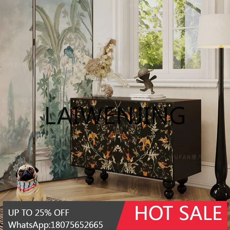 Zhonggu Solid Wood Porch French Retro Sideboard Cabinet Living Room Aisle Decorative Bedroom Integrated Sideboard StorageCabinet