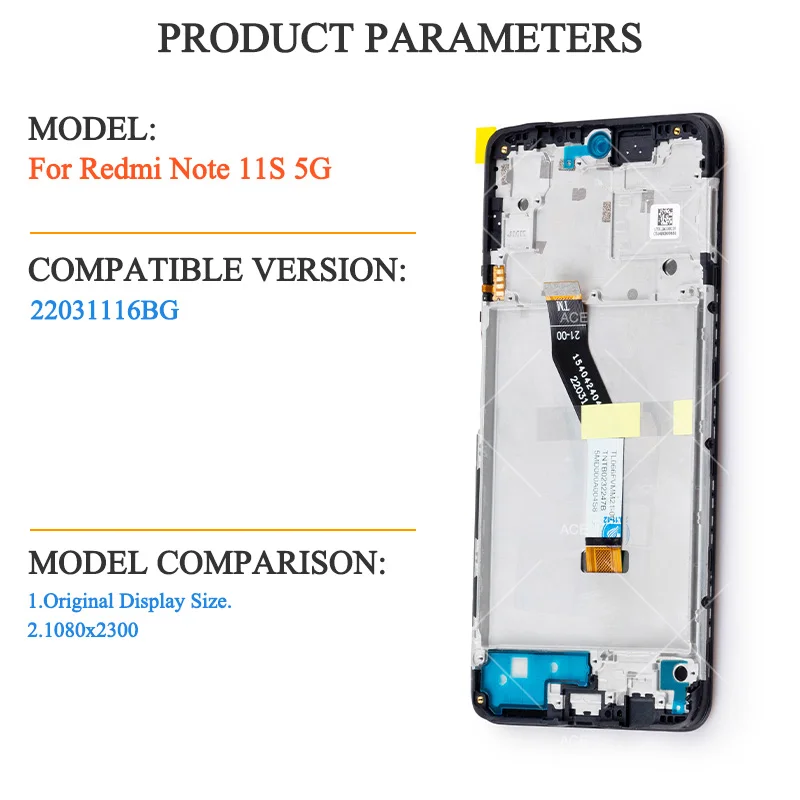 Tested For Xiaomi Redmi Note 11S 5G LCD Display Touch Screen Digitizer Assembly For Redmi Note 11S 5G Display 22031116BG image 2
