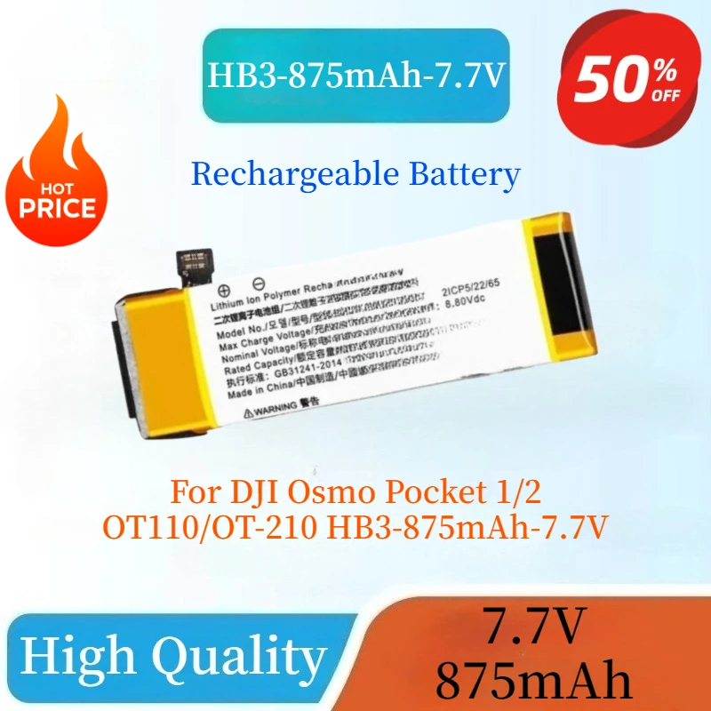 

Brand New High Quality OT110/OT-210 7.7V 875mAh Replacement Action Camera Battery For DJI Osmo Pocket 1/2 HB3-875mAh-7.7V