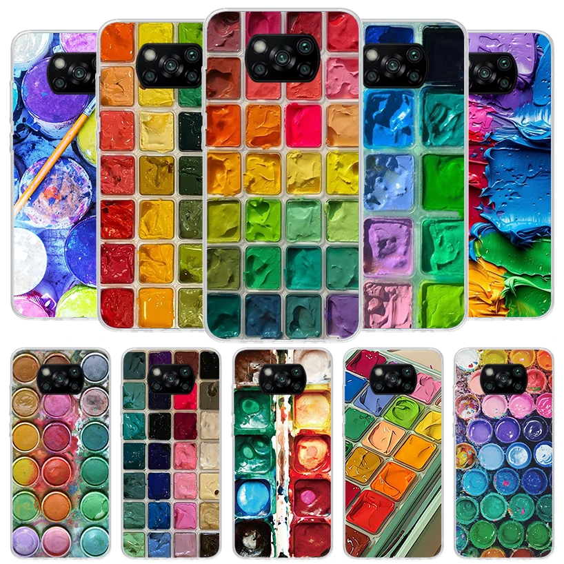 Watercolors Set Paint Palette Painting Box Cover Phone Case For Xiaomi Poco X6 X5 X4 Nfc X3 Pro F6 F5 F4 Gt F3 F2 F1 M5S M4 M3 S