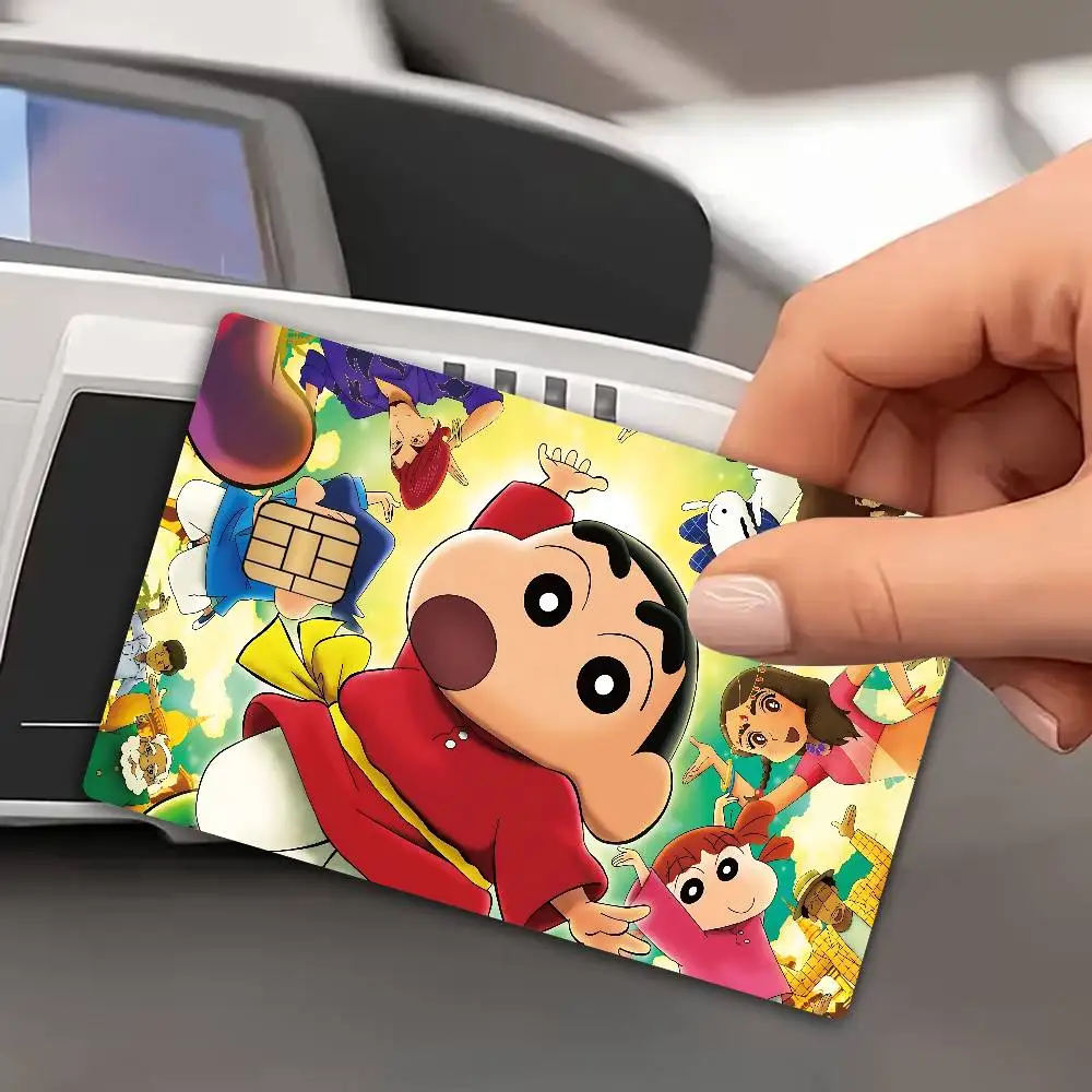 Cute Manga C-Crayon S-Shin-Chans 2024 Anime Cartoon Skin Stickers Film Tape Case For Big Credit Debit Card Front Side