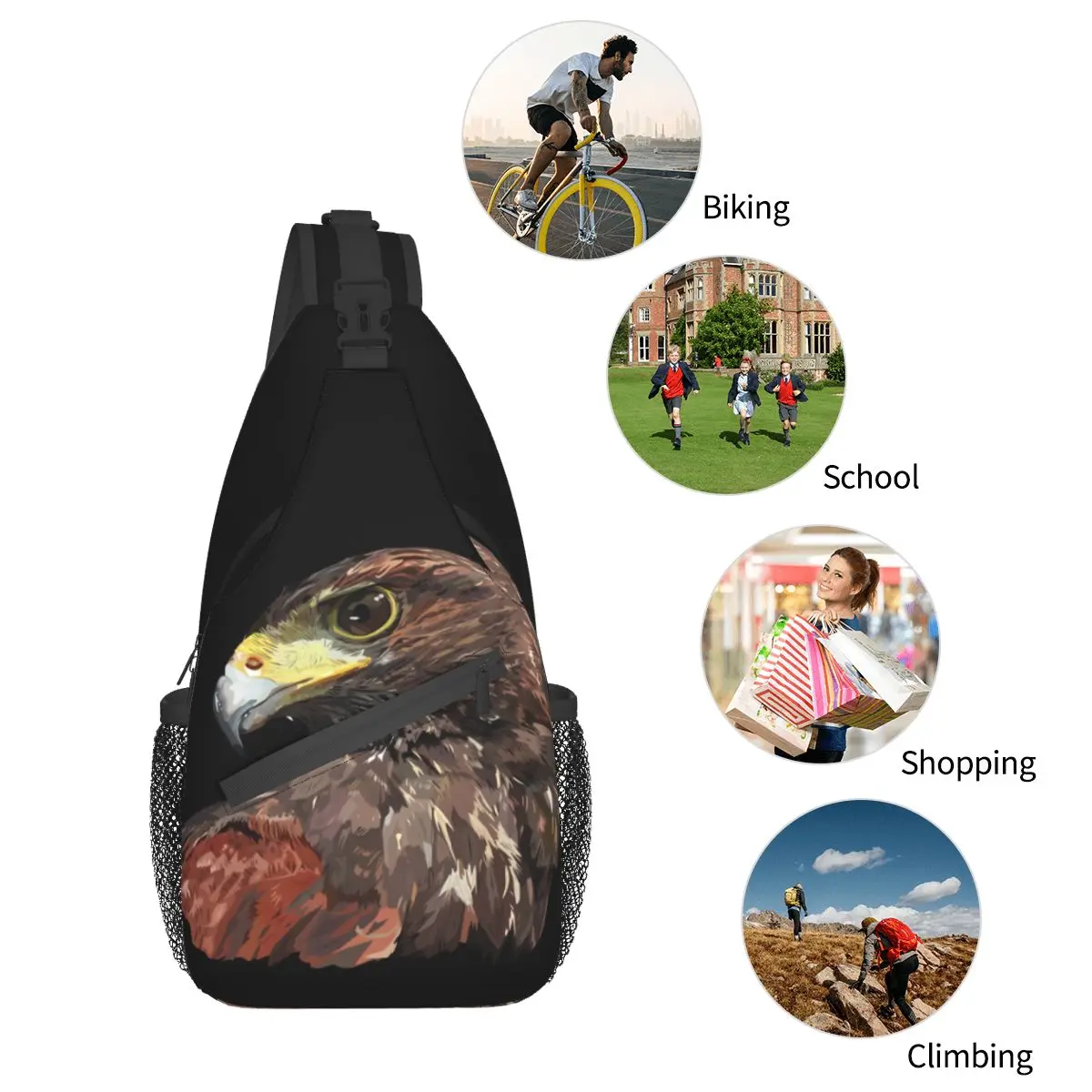 Falconry Austringer Hawk Crossbody Bag Sports Harris Classic Chest Bag Unisex Women Man Fashion Shoulder Backpacks Travel