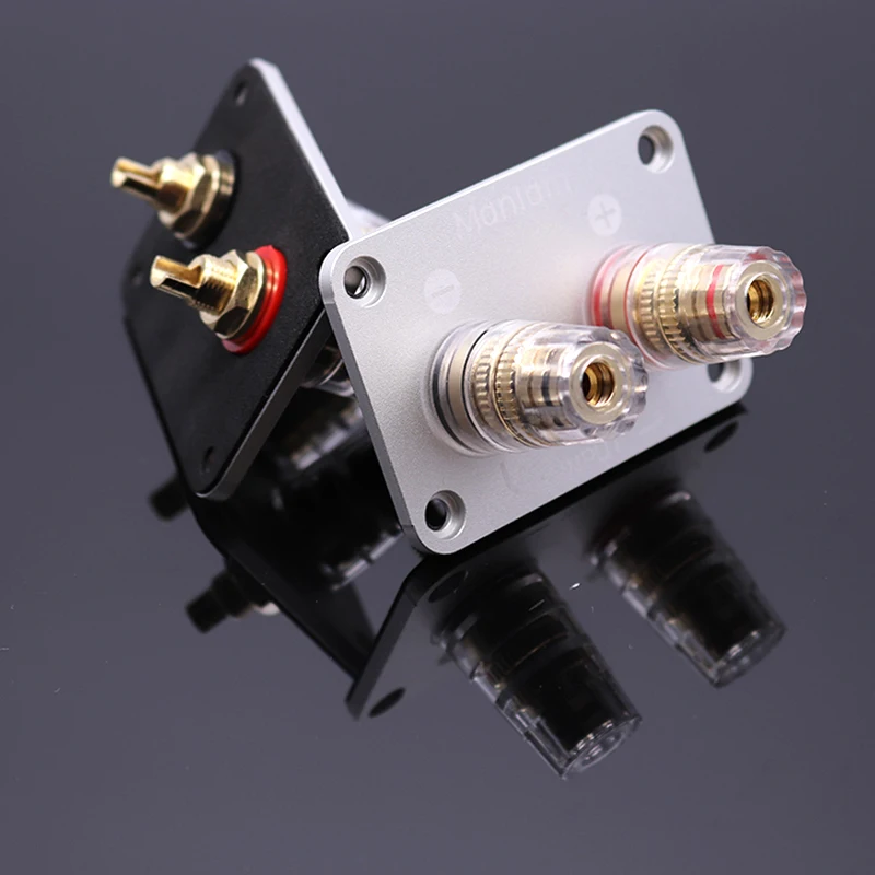 Home Audio 2 Bit Crystal Terminal Plated Banana Jack Socket Binding Post Speaker Board Sound Plug Connector Aluminum Alloy Box